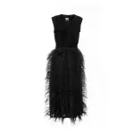 Huishan Zhang Elizabeth Dress Black Pleated Voile