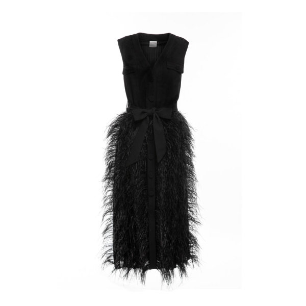 Huishan Zhang Elizabeth Dress Black Pleated Voile