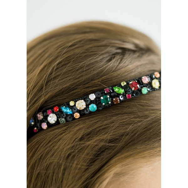 The Mika Headband is crafted in New York from hand-embroidered sequins and crystals