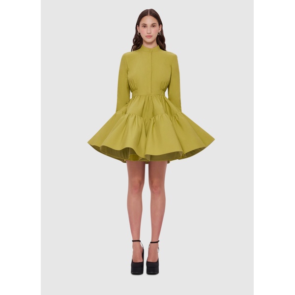 Leo Lin Green Dress Joyce Shirt Mini Dress  Chartreuse Clothing Australian Designer Coveti