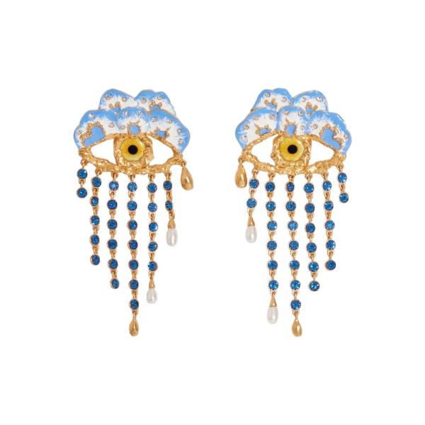 Schiaparelli Pansy Teardrop Curtain Earrings83071 nobg