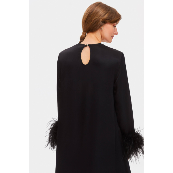 The Sleeper Suzi Maxi Dress with Detachable Feathers in Black