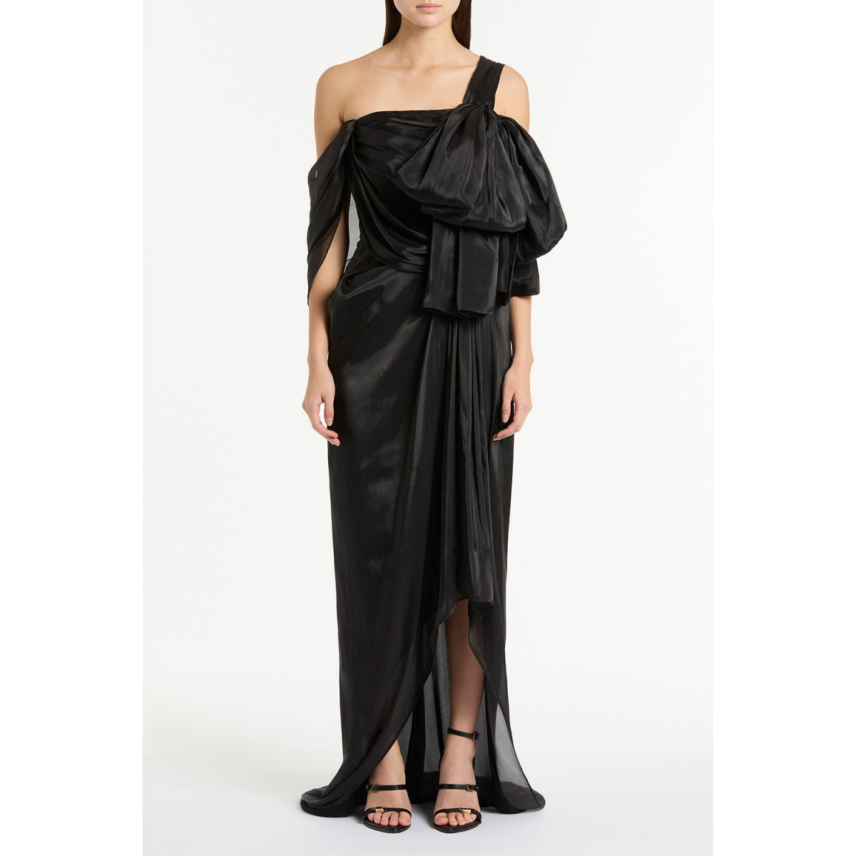 Maelle cape gown Butter crepe fitted waterfall midi dress (Copy) Clothing classic Coveti