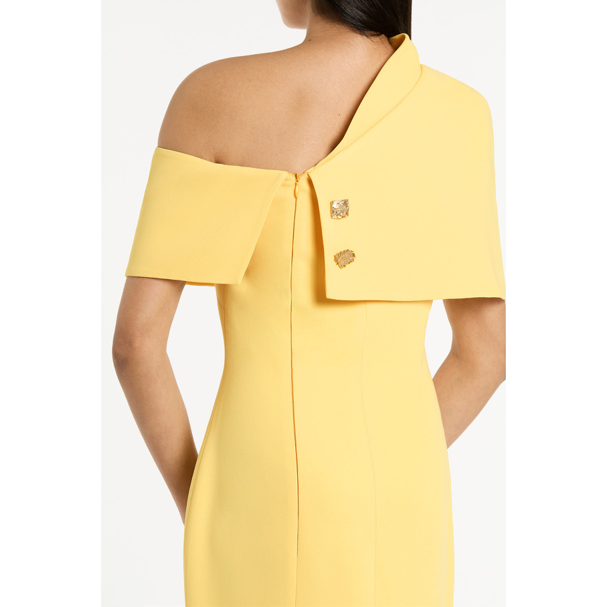 Maelle cape gown Butter crepe fitted waterfall midi dress (Copy) Clothing classic Coveti