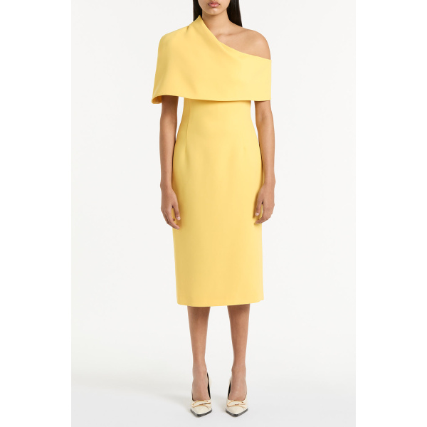 Maelle cape gown Butter crepe fitted waterfall midi dress (Copy) Clothing classic Coveti