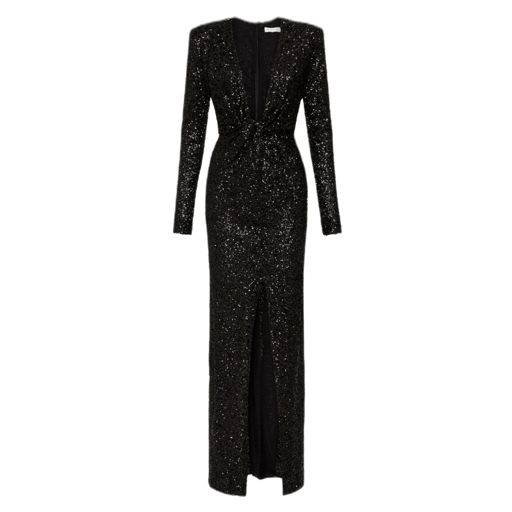 Opulent Sequin Plunge Neck Cut-Out Dress