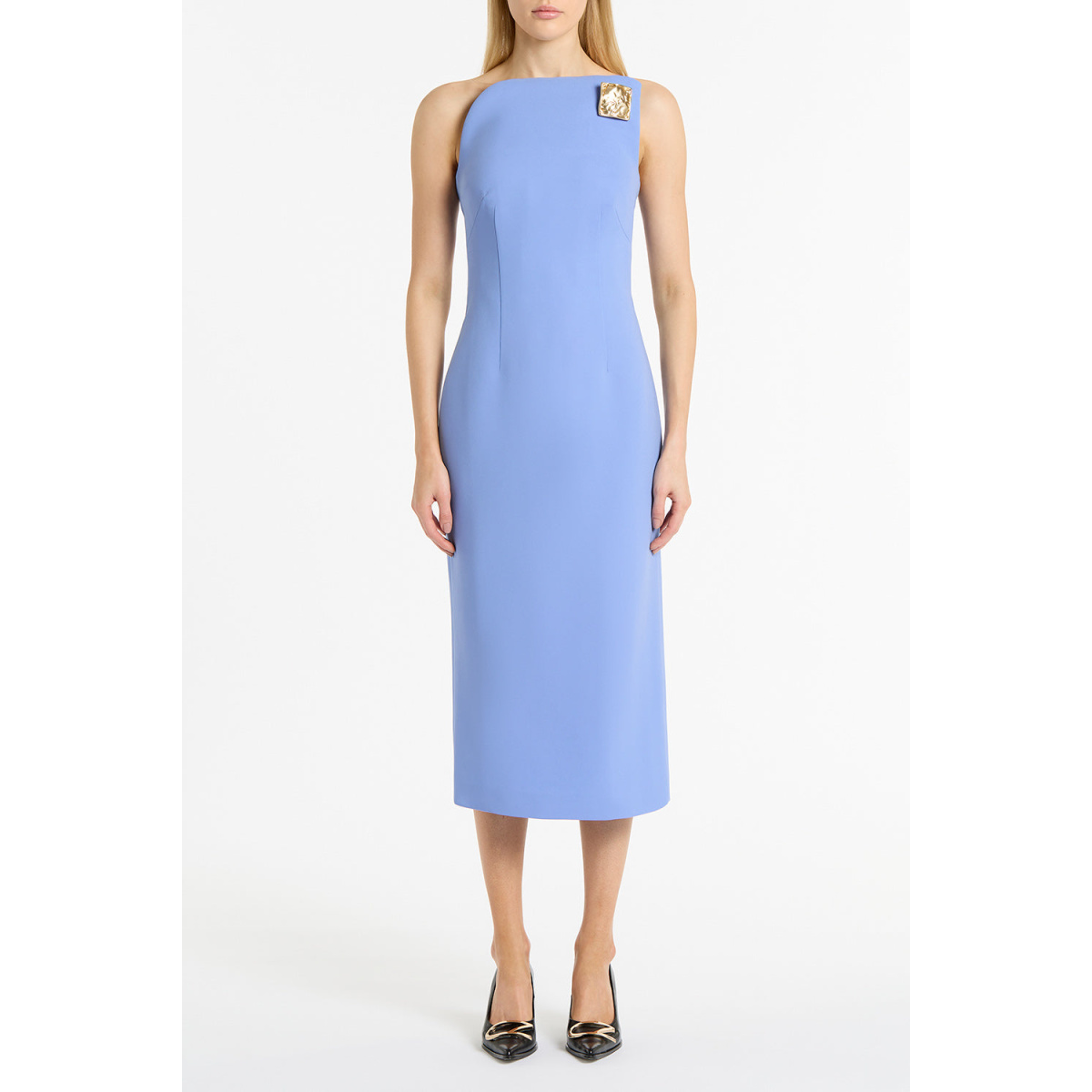 Maelle cape gown Butter crepe fitted waterfall midi dress (Copy) Clothing classic Coveti