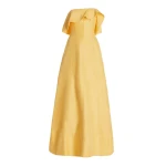 Aje Shallows Strapless Ruffled Linen-Blend Gown