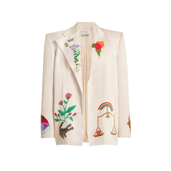 Alemais Zelda Embroidered Linen-Blend Blazer