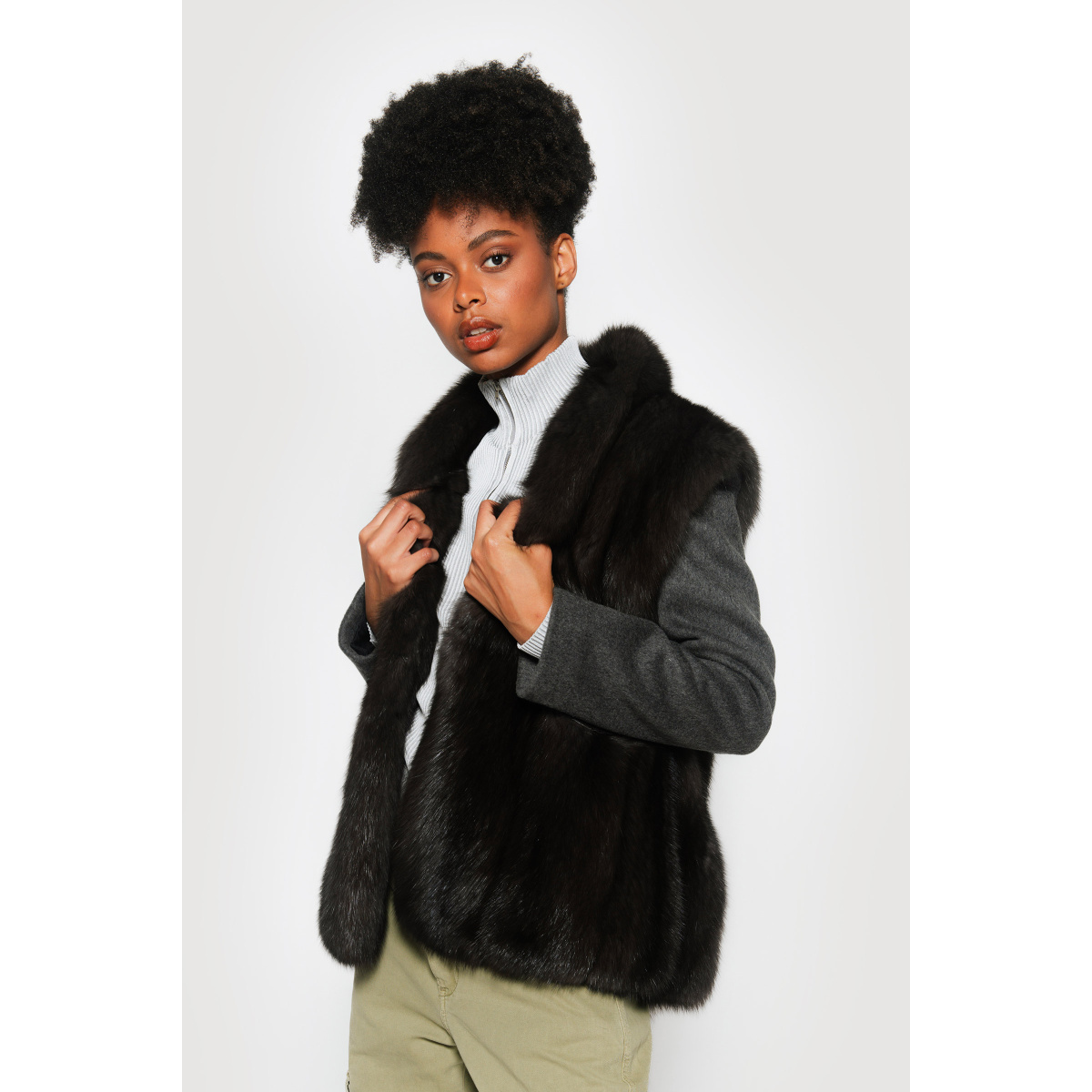 Gray Sable fur Jackets