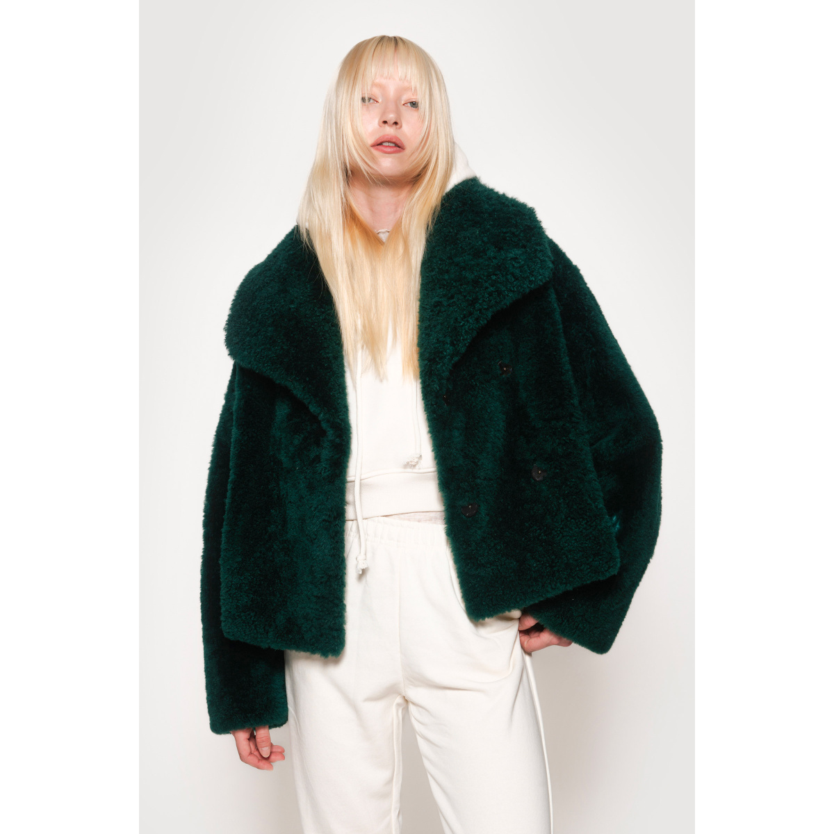 Green Mohair Coat fur Jackets