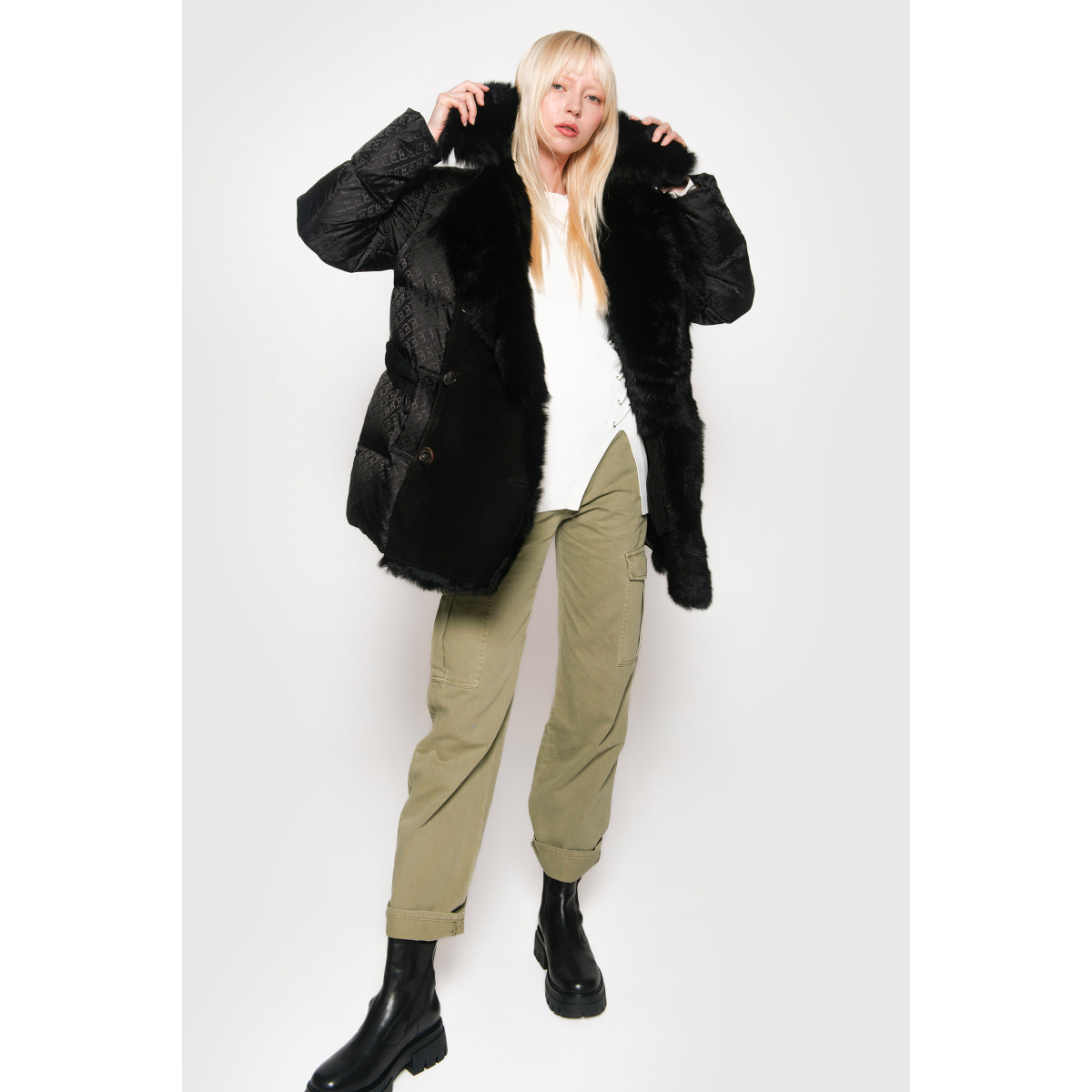 Black Shearling Coat fur Jackets