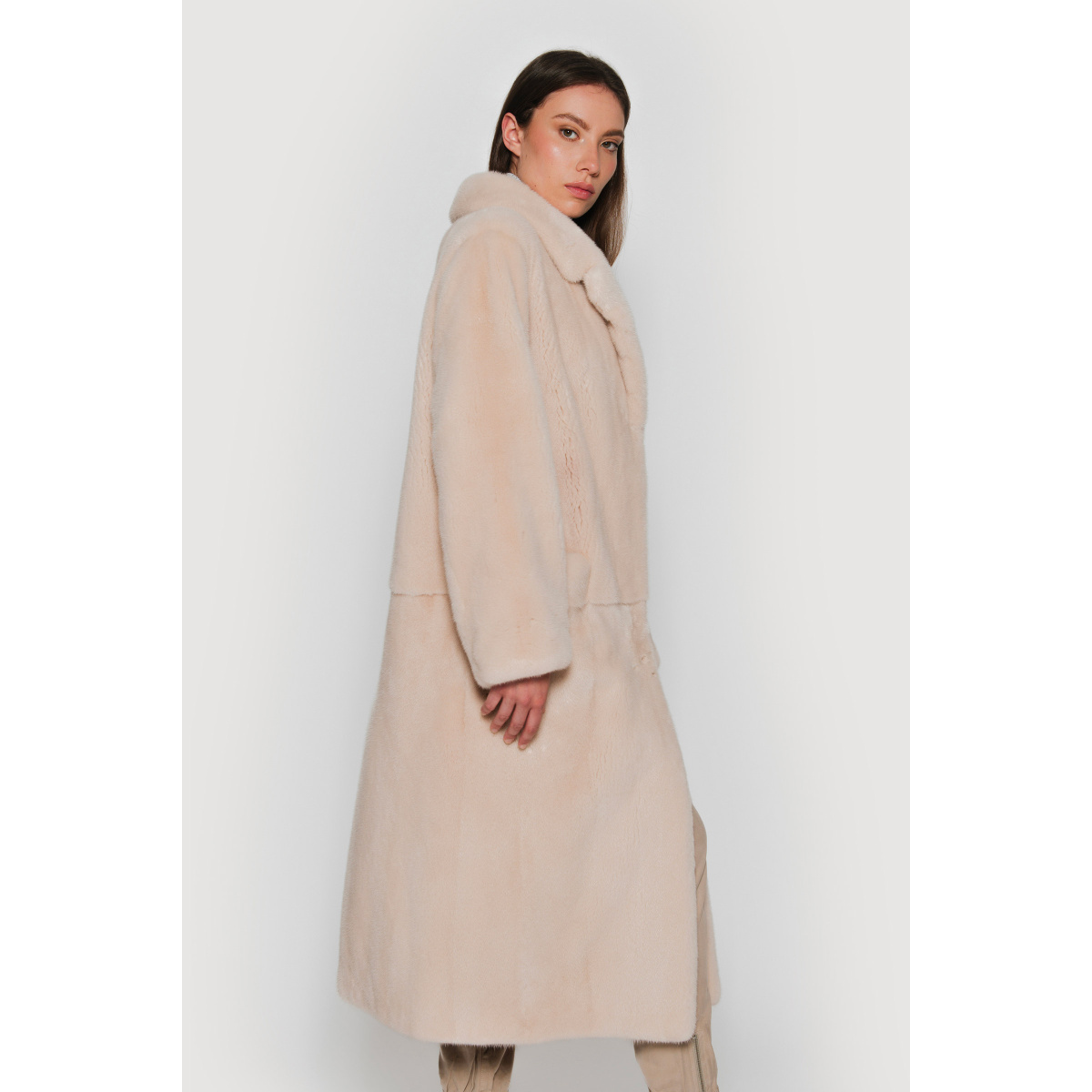 Beige Mink fur Coats