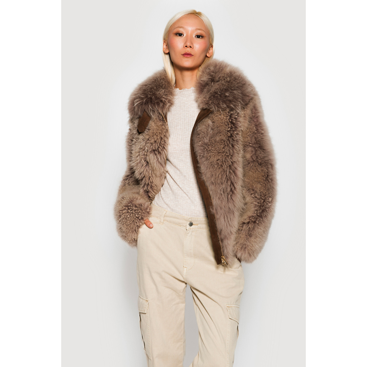 Brown Mohair Coat fur Jackets