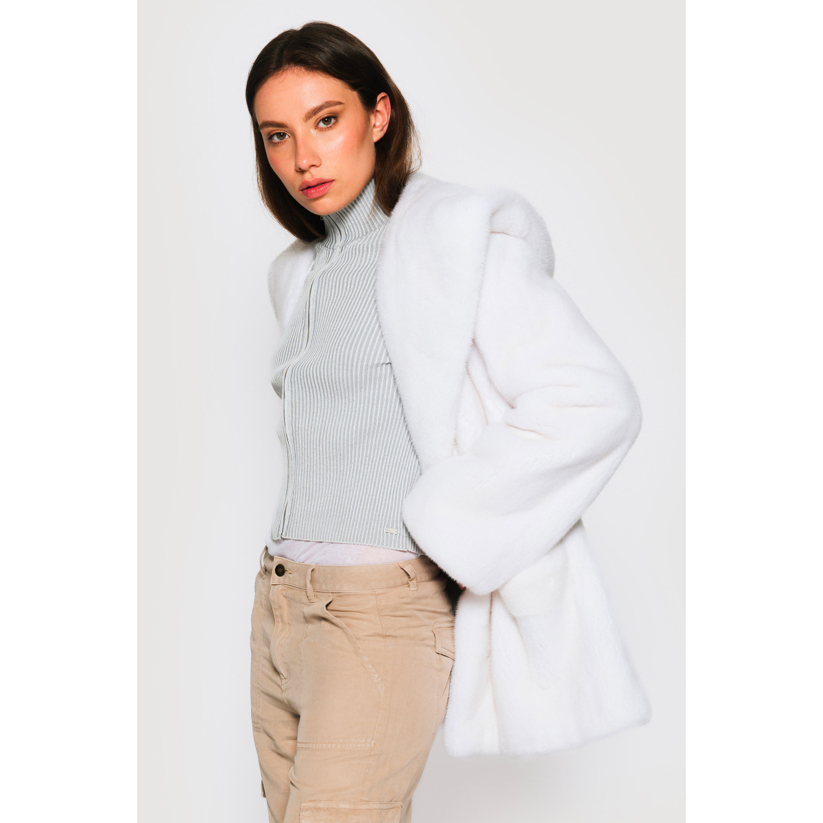 White Mink fur Jackets