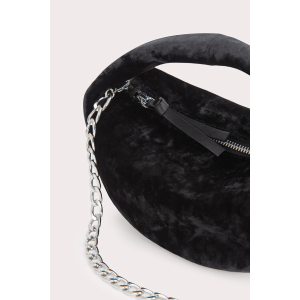 By Far Baby Cush Black Crushed Velvet Bag bag