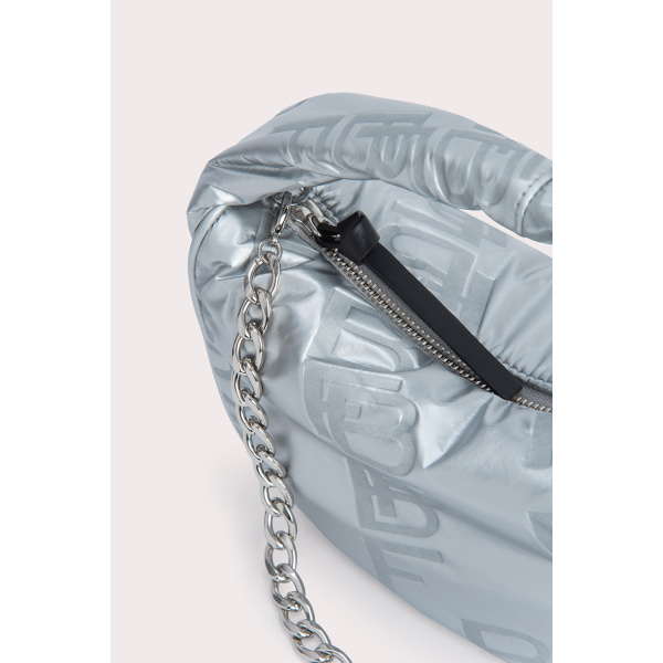 By Far Baby Cush Silver Embossed Shellsuit Fabric Bag bag