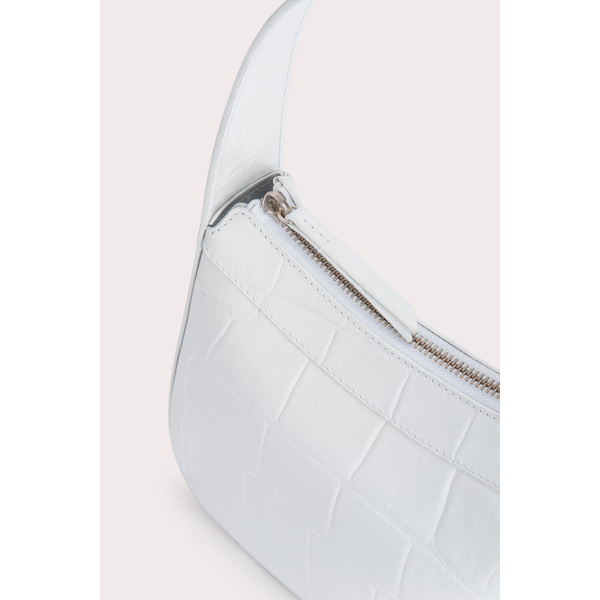 By Far Kiki White Maxi Croco Embossed Leather bag