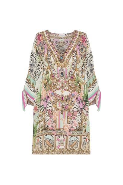 Tie Sleeve Short V Neck Kaftan | Camilla Designer Midi & Maxi Dresses ...