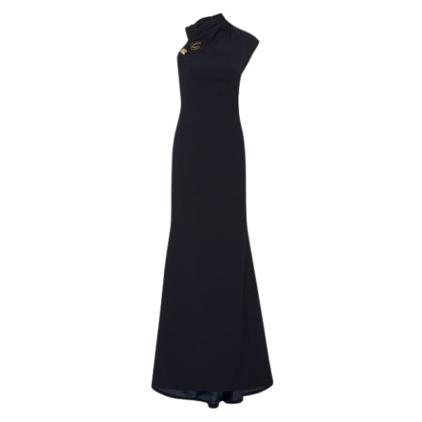 Carla Zampatti Black satin dress long dress90207 nobg