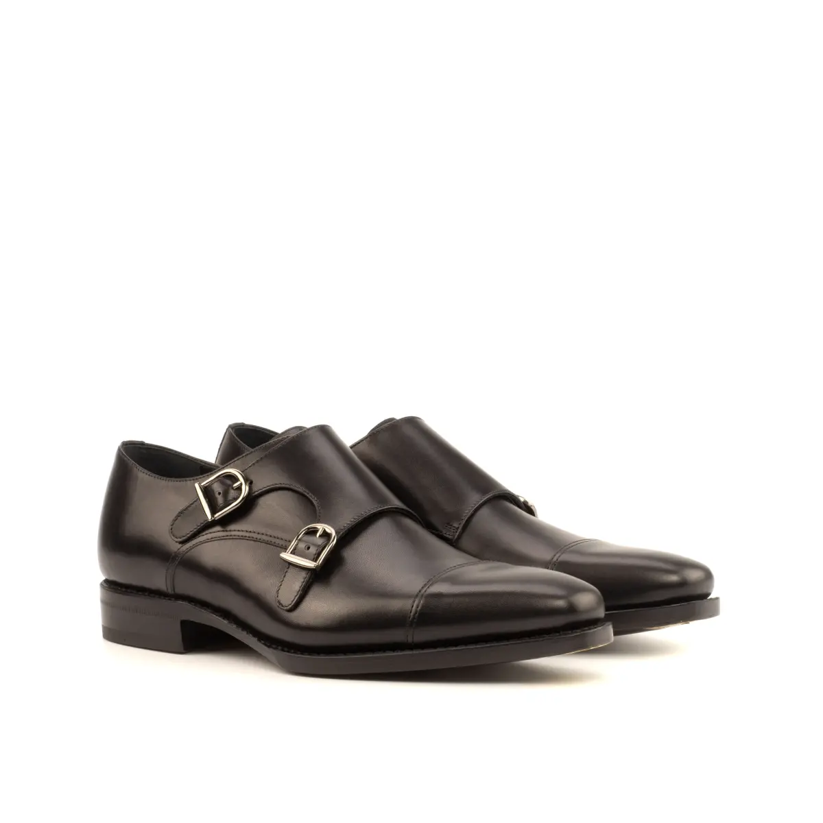 Black Double Monk Shoe