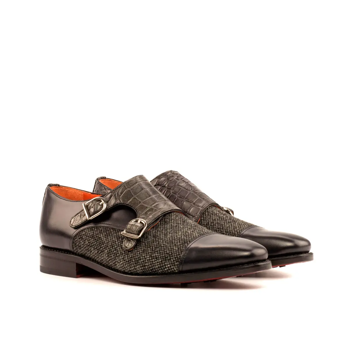 Gray Double Monk Shoe