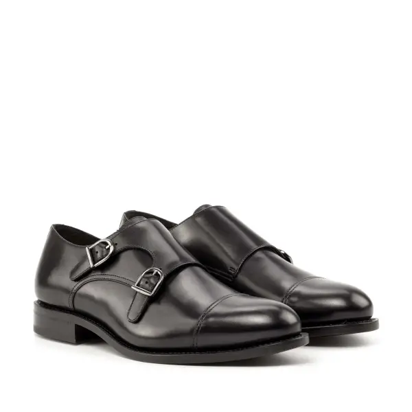 Black Double Monk Shoe