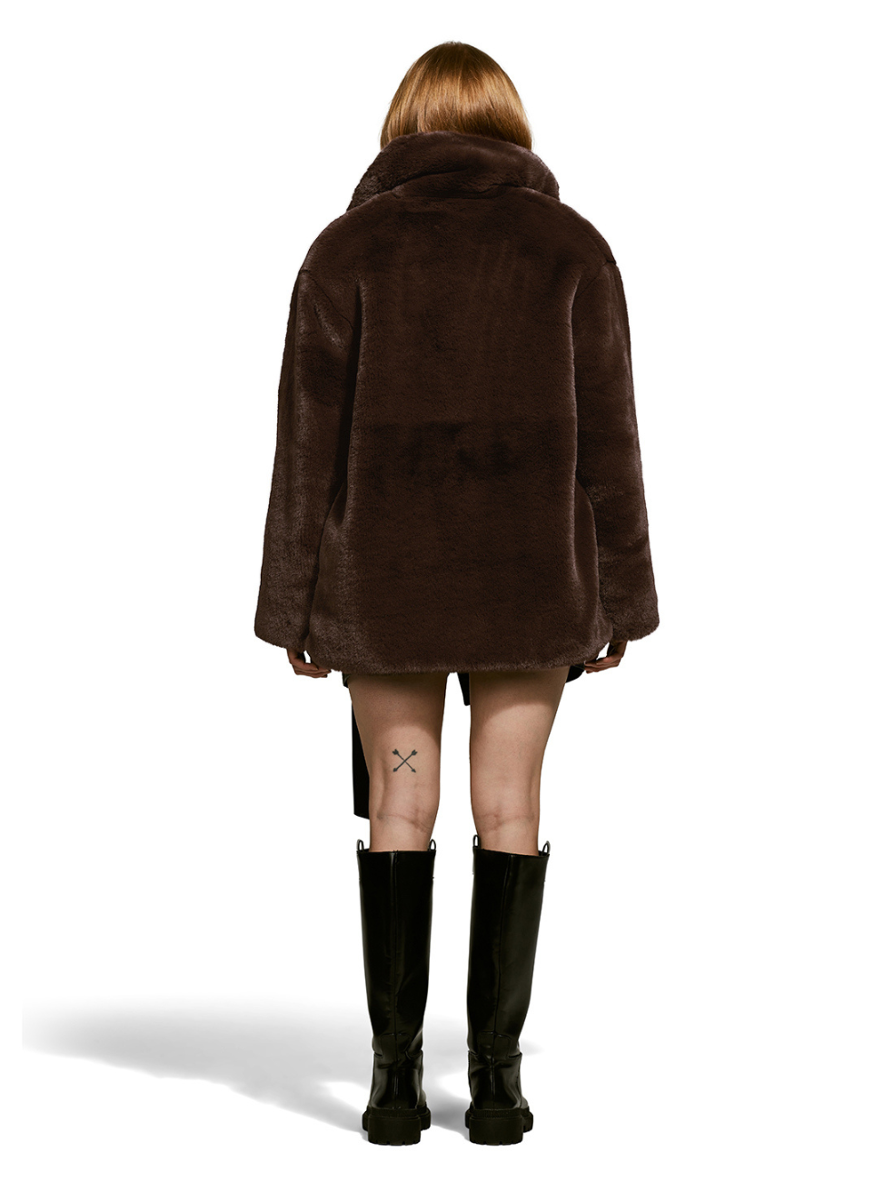 Perfect Stranger Riley Cropped Faux Fur Jacket Brown
