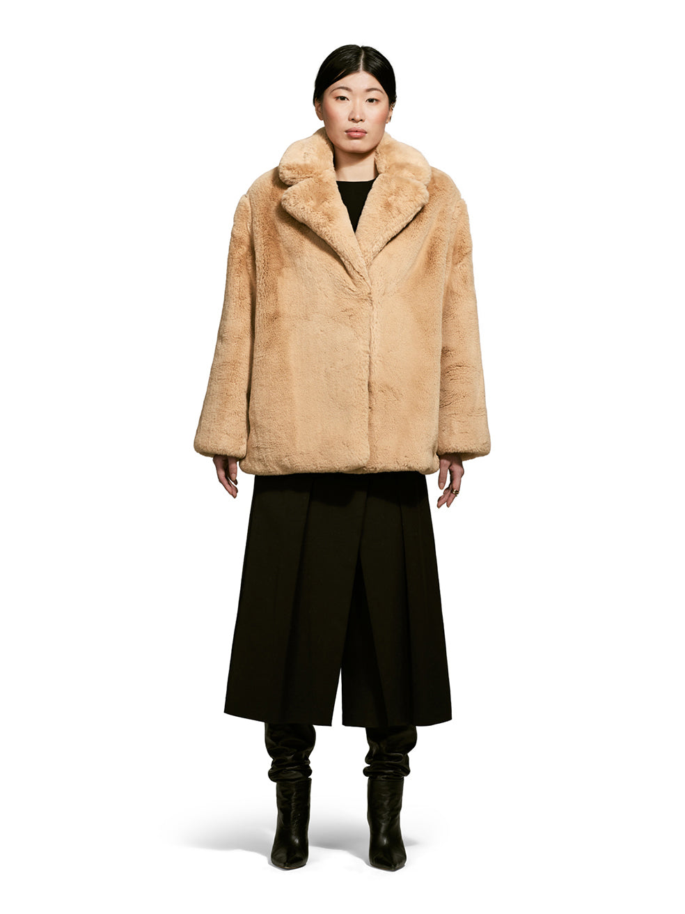 Freed Sawyer Cropped Faux Fur Coat in Bright Pink