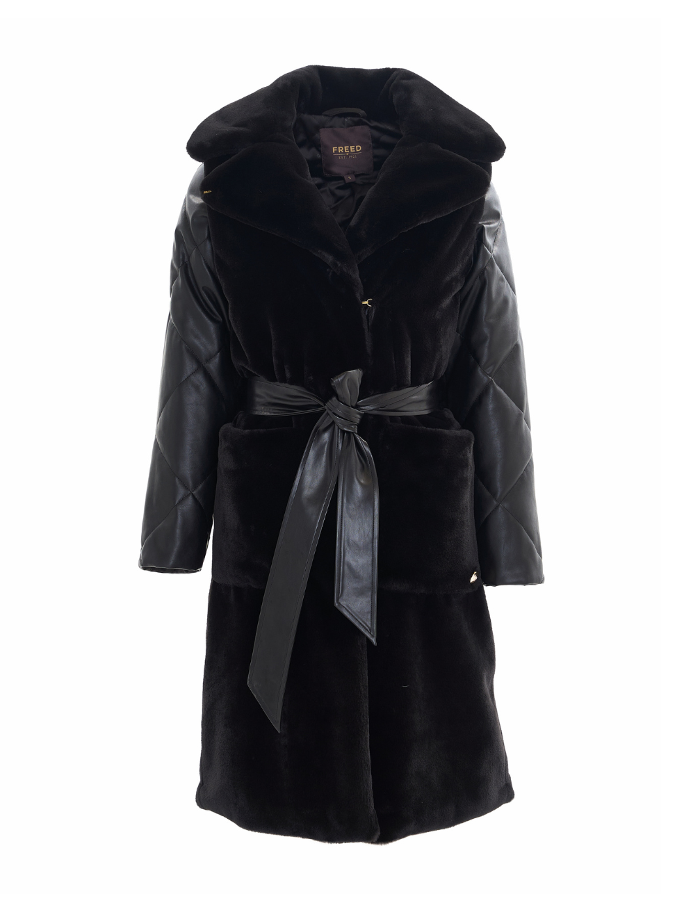 Freed Violet Faux Fur Long Coat In Black