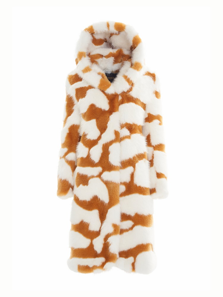 Freed Saylor  Orange Camo Faux Fur Coat
