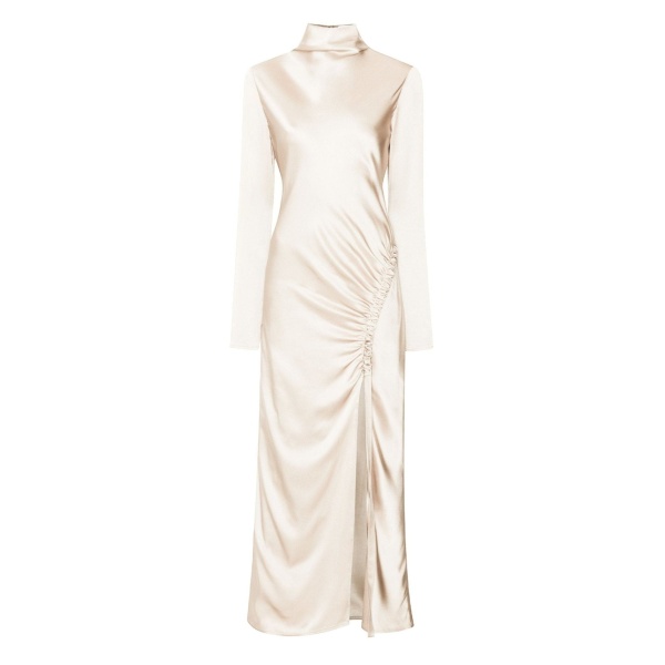 Lapointe Satin Bias Tab Dress With Slit