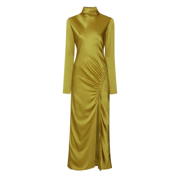 Lapointe Satin Bias Tab Dress With Slit