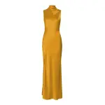 Lapointe Satin Drape Neck Sleeveless Dress