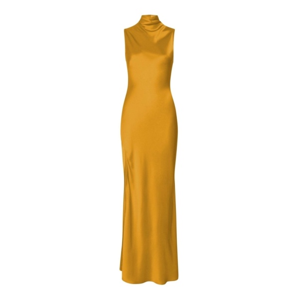 Lapointe Satin Drape Neck Sleeveless Dress