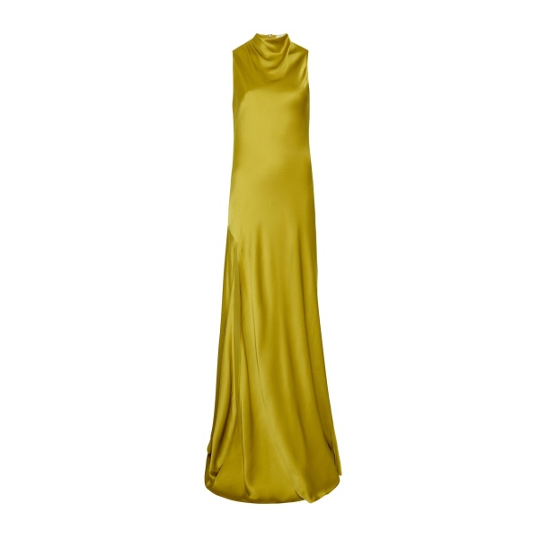 Lapointe Satin Drape Neck Sleeveless Gown