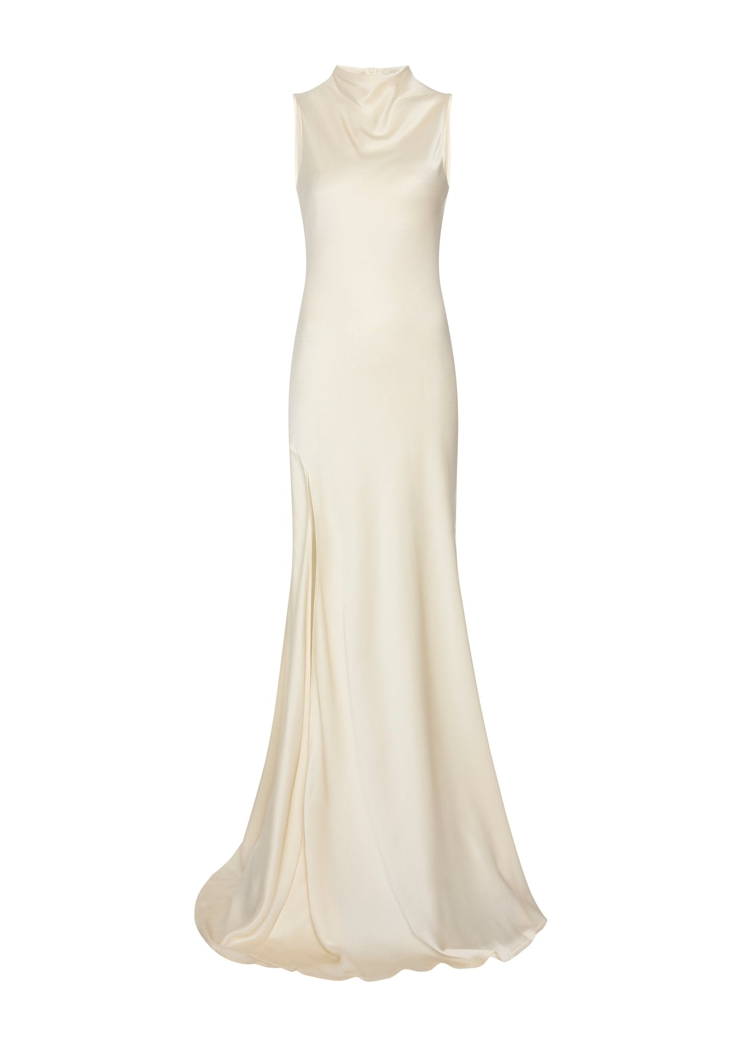 LaPointe Satin Drape Neck Sleeveless Gown
