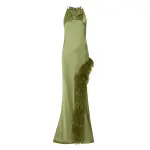 Lapointe-Satin-Halter-Gown-With-Feathers Lapointe Satin Halter Gown With Feathers