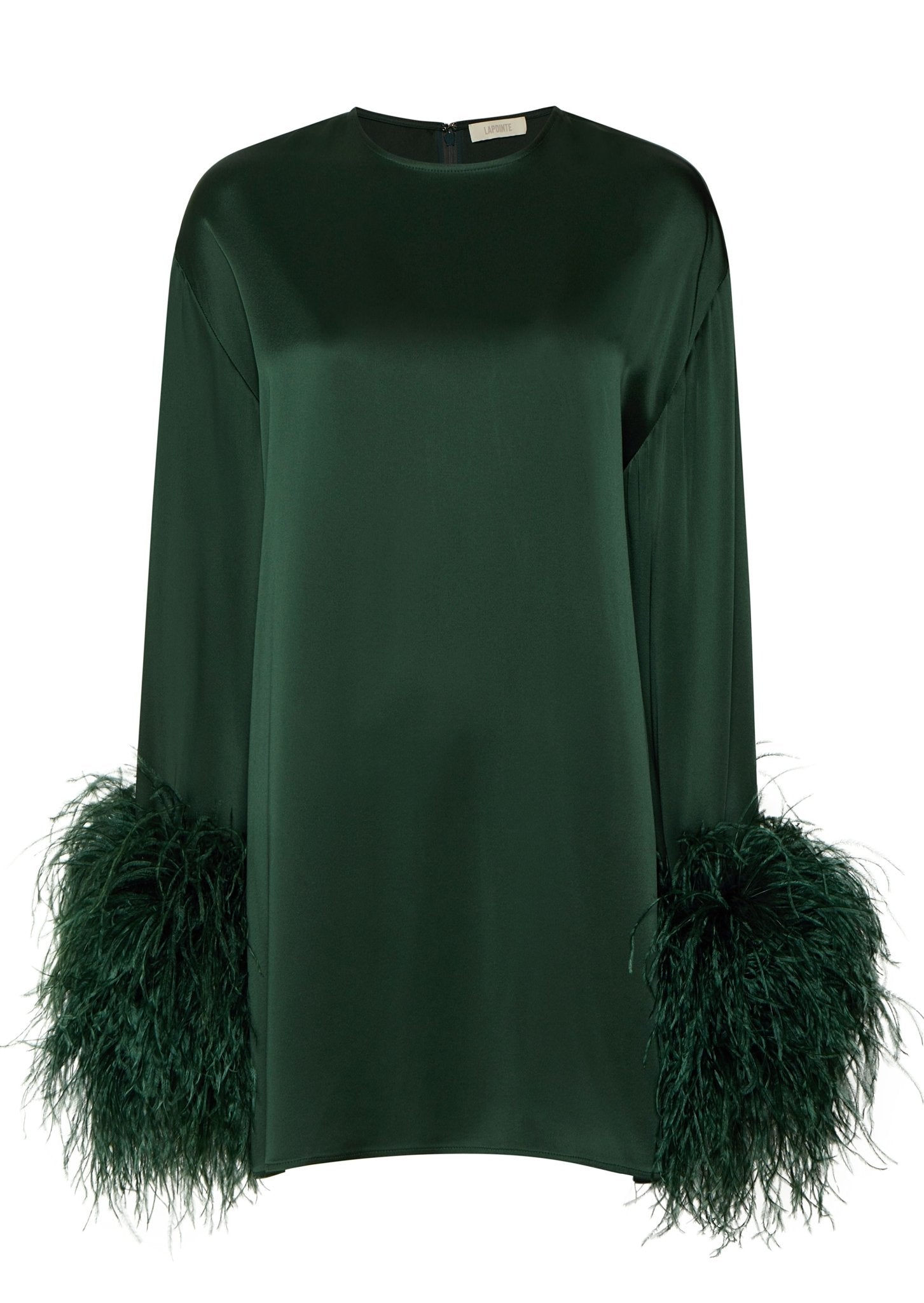 Satin Beaded Neckline Shift Dress