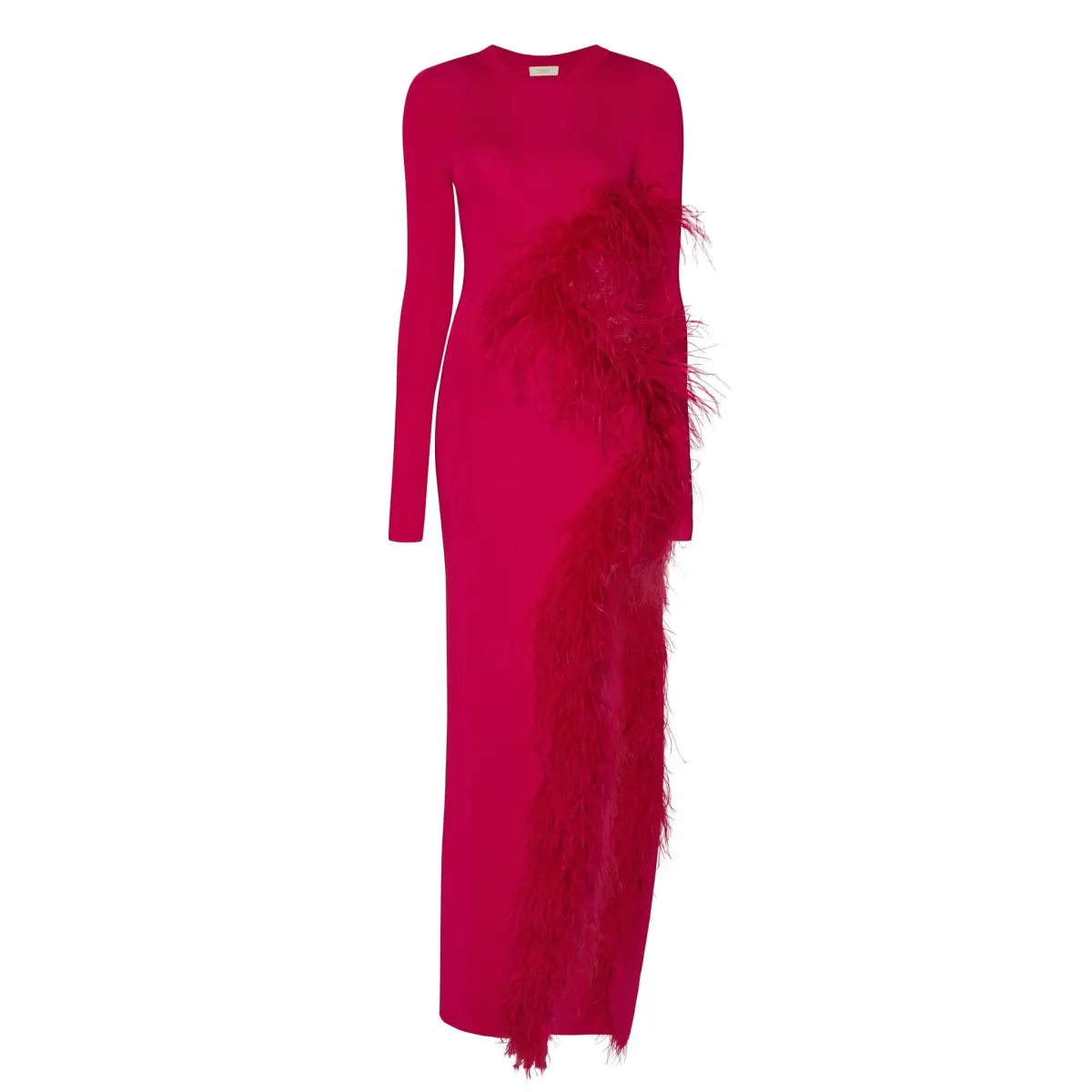 Lapointe Shiny Viscose Cut-Out Dress With Feathers