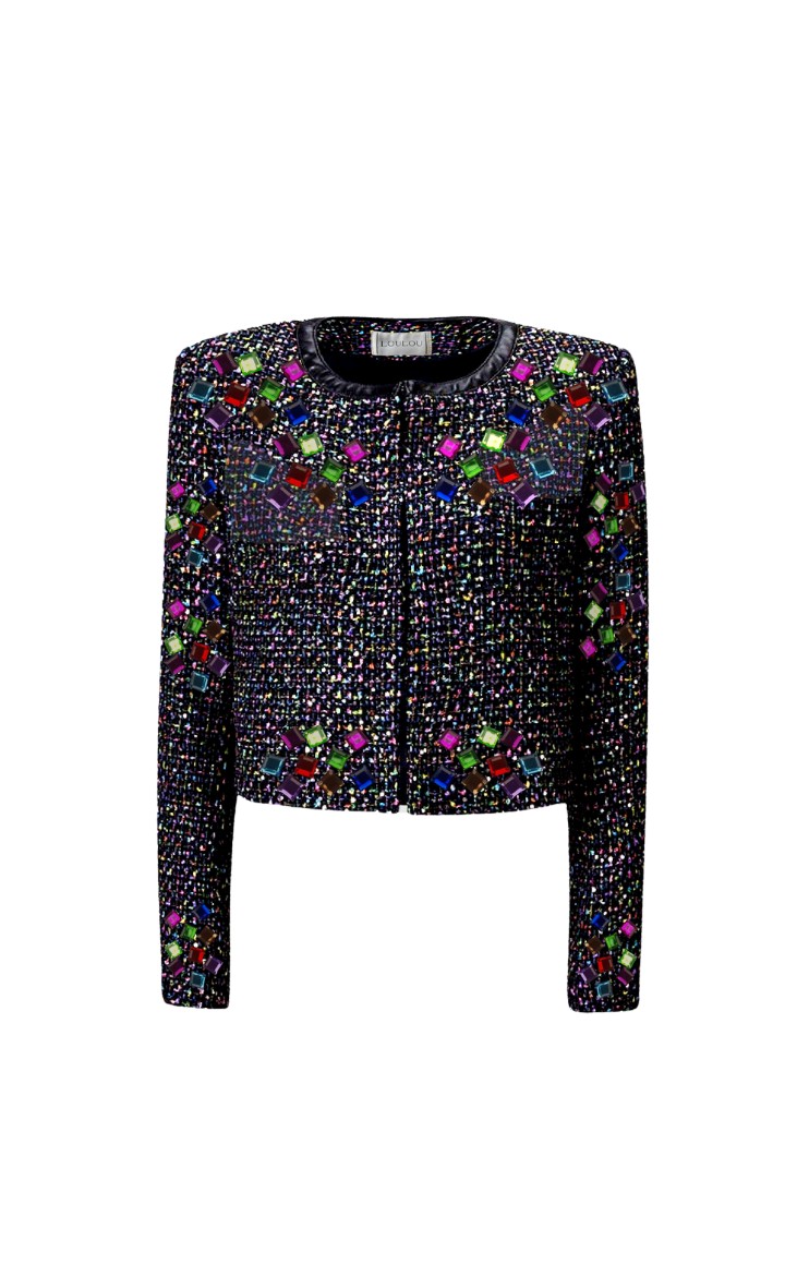 Loulou The Brand An Affair To Remember Tweed Embellished Blazer