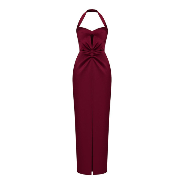 Rasario Corset Velvet And Polka-Dot Mesh Draped Maxi Dress