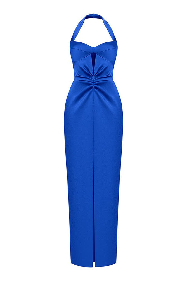 Rasario Satin Draped OffTheShoulders Long Midi Dress Designer