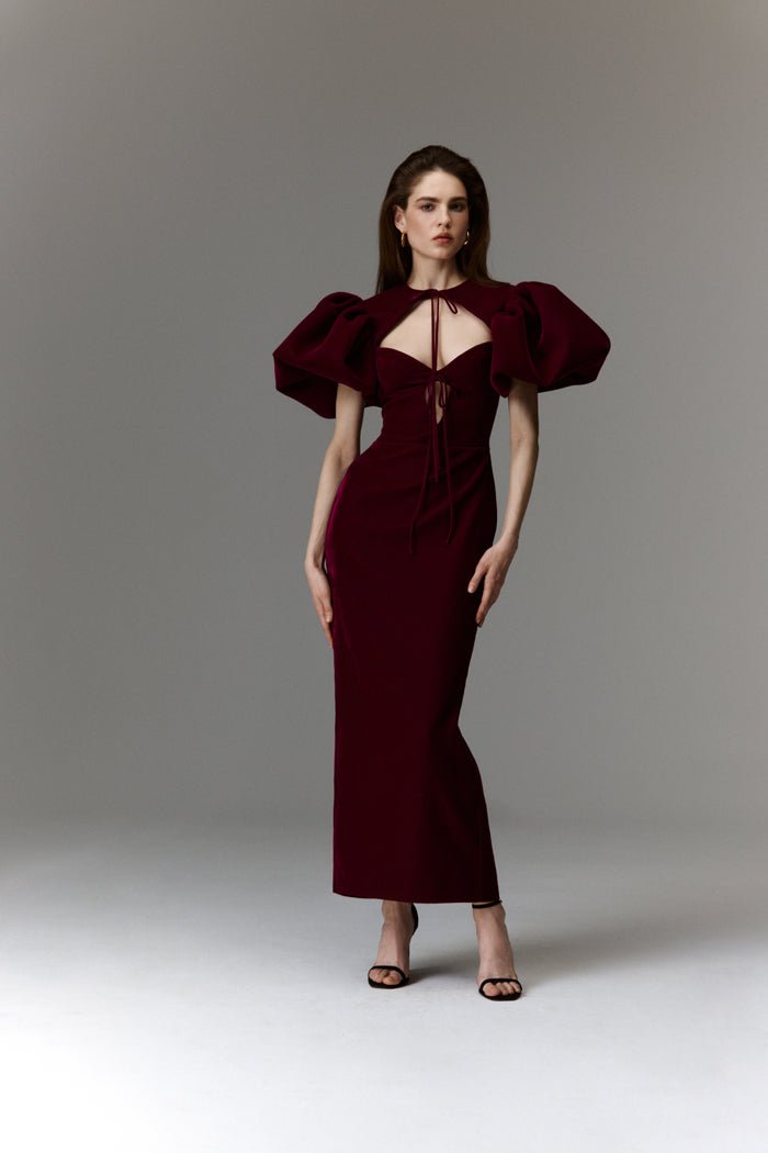 Maxi Satin Collar Dress With Slit Amari main image 0