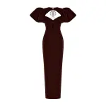 Rasario Velvet And Satin Maxi Dress With A Side Slit