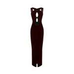 Rasario Velvet Draped Maxi Dress With An Opened Back