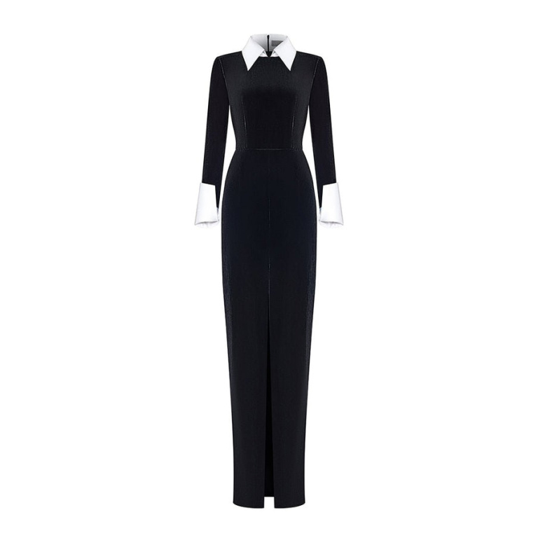 Rasario Velvet Gown With Ruffled Skirt