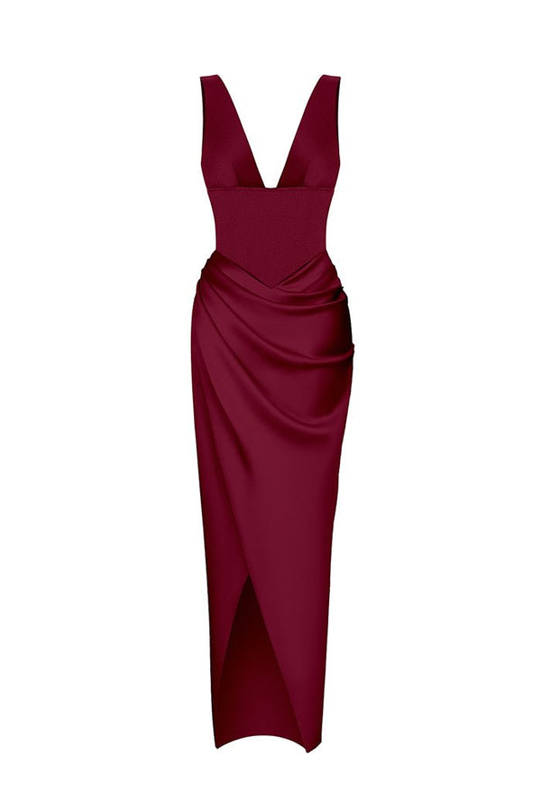 Velvet luxe maxi dress in outlet wine