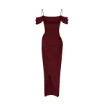 Rasario Velvet Maxi Dress With A Side Slit