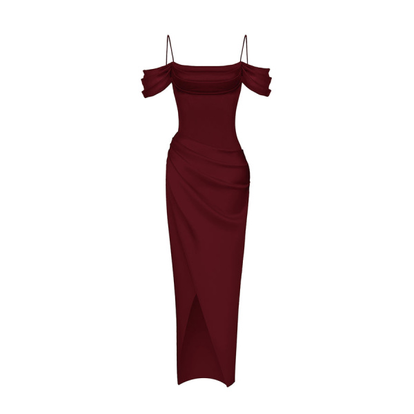 Rasario Velvet Maxi Dress With A Side Slit